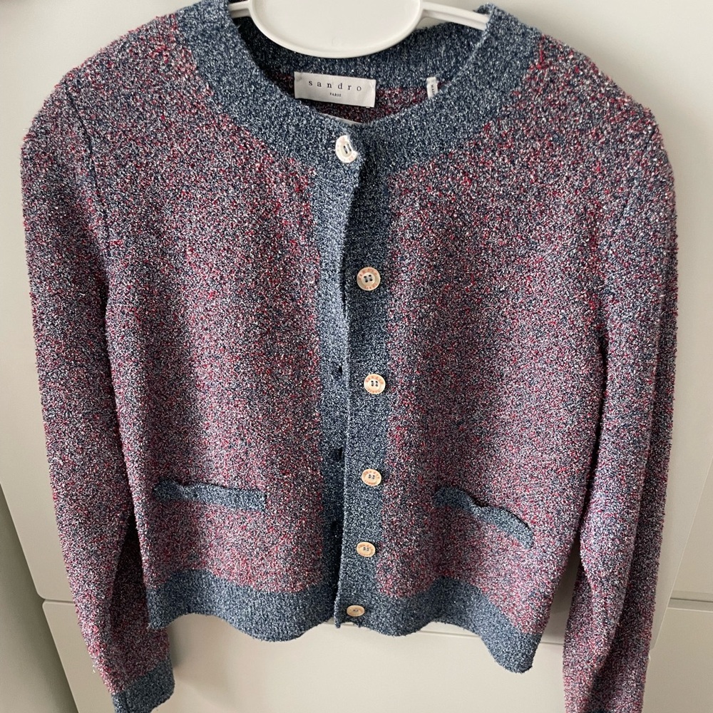 Sandro Women's Blue and Pink Sweater